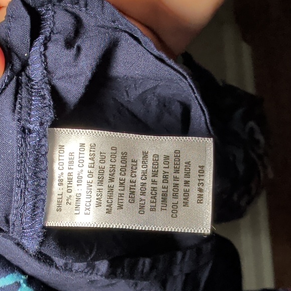 Crown & Ivy Kids Smocked Tiered Dress Blue Pink Ikat Ruffle Girls Size M - Picture 5 of 6